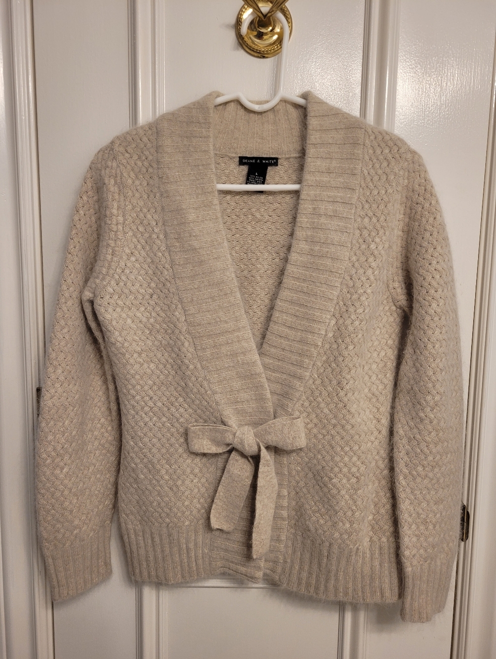 Boutique Angora Blend Tie-Front Knit Cardigan Sweater